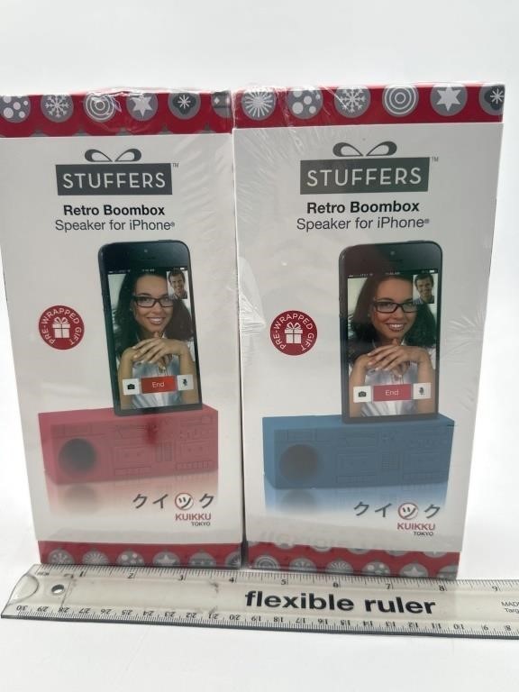 NEW Lot of 2- Pre-Wrapped Stuffers Retro Boombox
