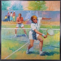 John Adamos Manol (Greek b. 1900-) Tennis Oil