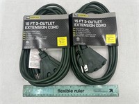 NEW Lot of 2- Pro Essentials 15ft 3Outlet
