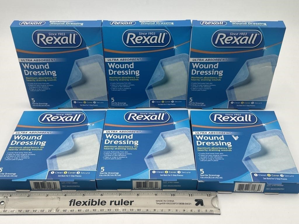 NEW Lot of 6- Rexall Ultra Absorbent Wound