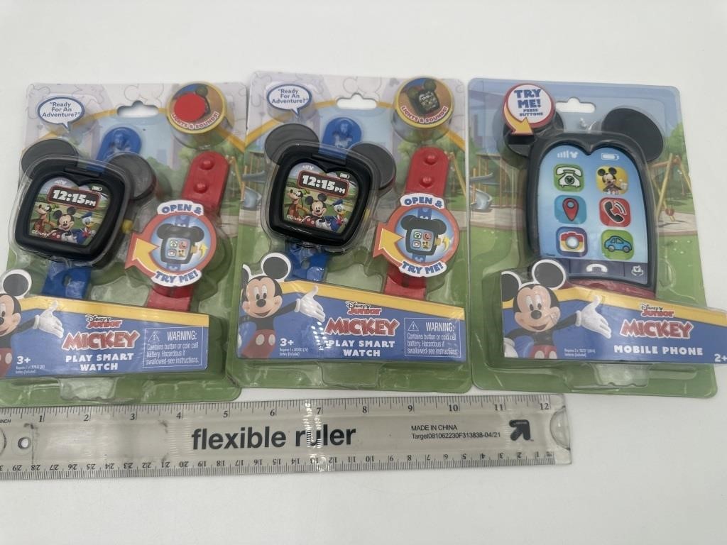 NEW Lot of 3- Disney Mickey Mouse Play Phone &