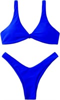 Sz S Solid Color Tie Bikini with Chest Pad  High L