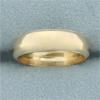 Milgrain Beaded Edge Wedding Band Ring in 14k Yell