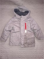 C9) 3T winter coat. Fleece liner zips out. Grey