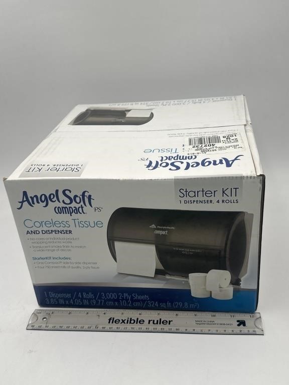 NEW Angel Soft Compact Cordless Dispenser & 4ct