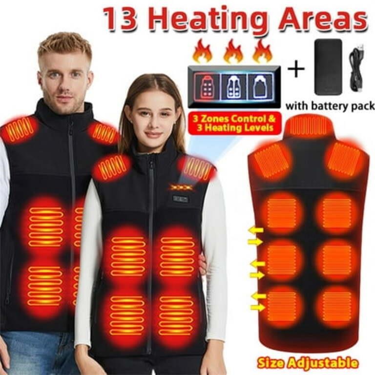 XL/2XL  Sz XL Heated Vest with Battery Pack  13 Zo
