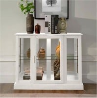 White Width 38 in. Display Cabinet Lighted Floor