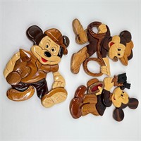 3 Wood Mickey Mouse Wall Hanging Decor
