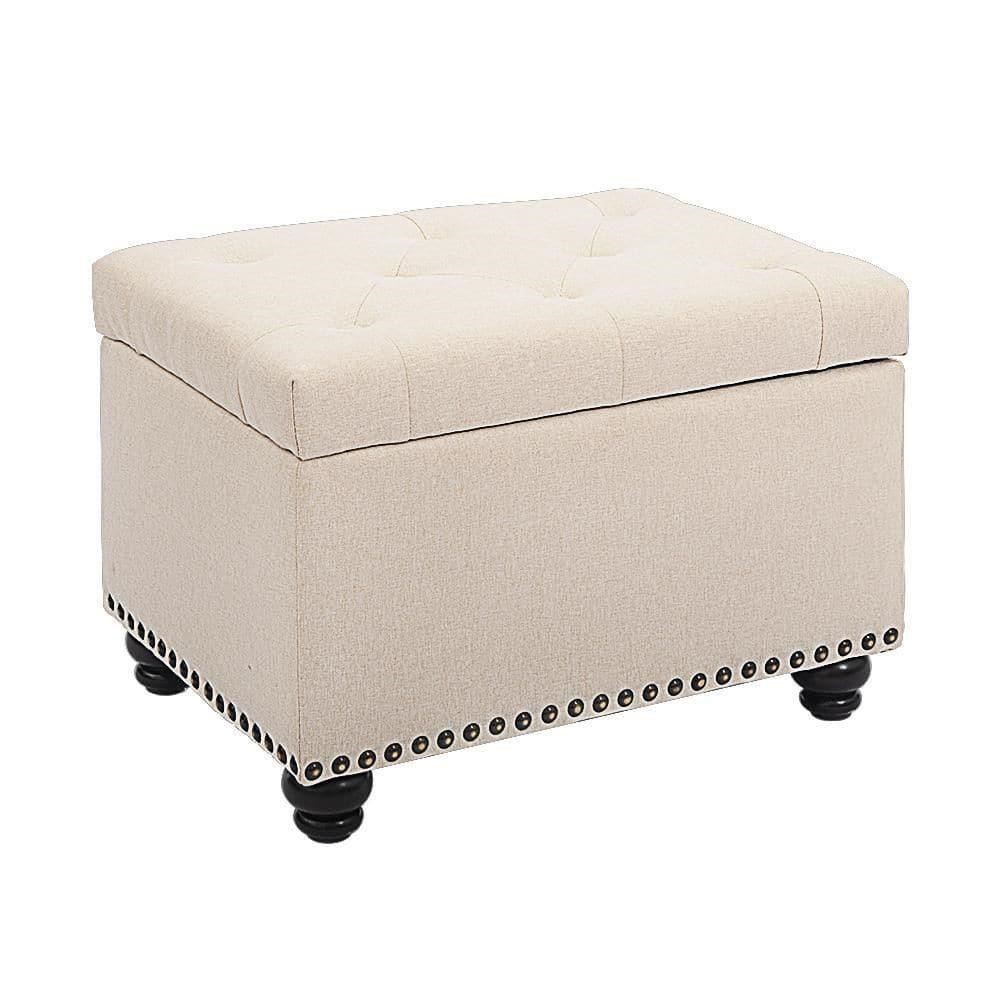 Unbranded 24in Beige Tufted Ottoman Bench