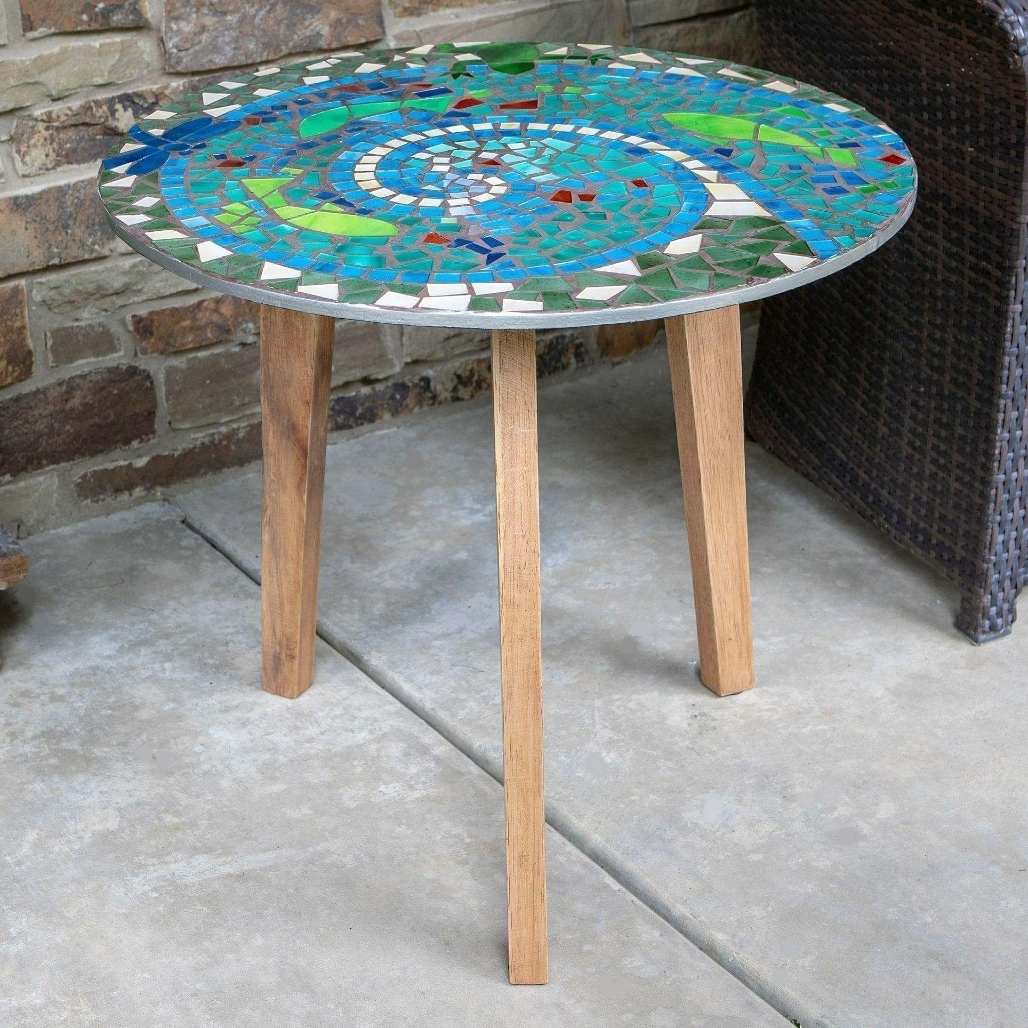 Decor Therapy Boho Mosaic Stained Glass End Table