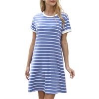 L  Ss L QINCAO Women's Striped T Shirt Dress  Summ