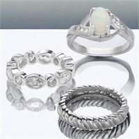 Elegant Sterling Silver Ring Trio