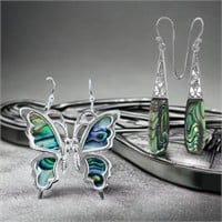 Abalone Drop Earring & Butterfly Earring Set