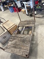 OLD FLATBED CART, 29W X 60"L, MISSING BOARDS