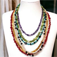 Vibrant Multi-Color 7 Pieces Necklace Collection