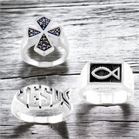 Sterling Silver Faith Trio Rings