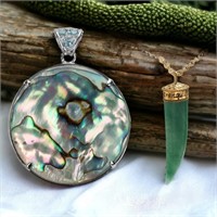 Abalone Pendant & Aventurine Necklace