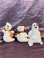 Lot of 3 Ty Beanie Babies Halloween Ghosts