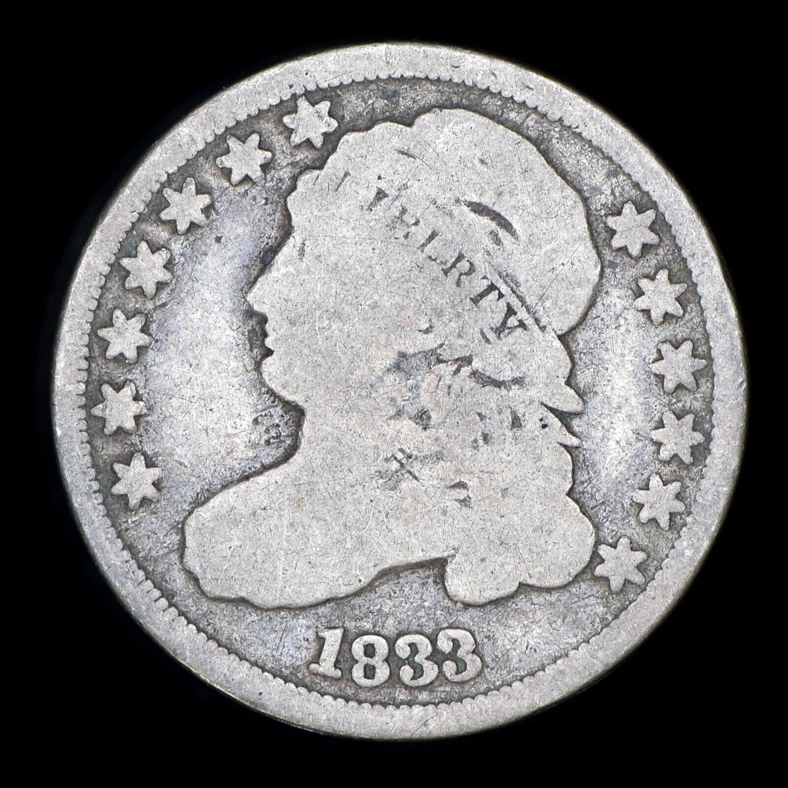 1833 CAPPED BUST DIME SCARCE SILVER COIN