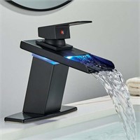 Matte Black LED Bathroom Sink Faucet  Single Handl