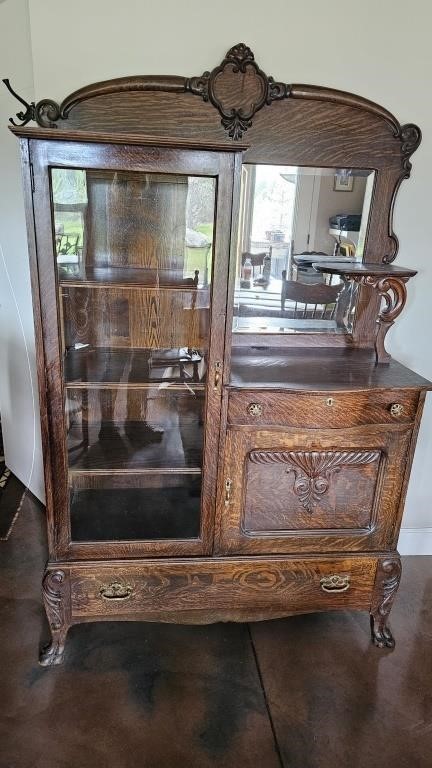 Antique Sawn Oak Breakfront Cabinet