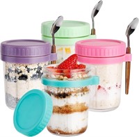 4 Pack 16 Oz Assorted Colors Oats Containers with