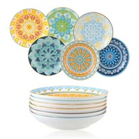 5 Pack AHX Multicolor Ceramic Pasta/Salad Bowls -