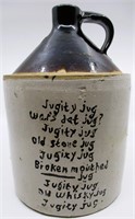 19th Century Grey & Brown Pottery Poem Jug