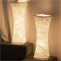 Set of 2 Dimmable Fabric Table Lamps with USB  LED