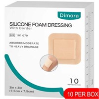 3 x 3-10Pcs  3in x 3in Dimora Silicone Foam Dressi