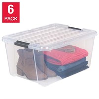 IRIS 45QT Clear Storage Bin with Buckles  6-pack