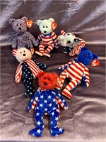 Lot of 6 Ty Beanie Babies Patriotic Stars Stripes