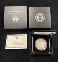 2011 P US Army Proof Silver Dollar in Box with COA