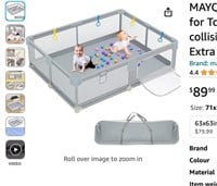 MAYQMAY Baby Playpen, 71"x59" Large Baby Play