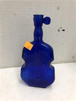 Violin Blue Glass Bottle