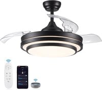 42 Retractable Ceiling Fan with Lights  Black