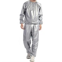 3XL  Sz-L Silver Waterproof PVC Sweat Suit for Fit