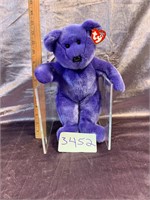 Ty Beanie Baby Purple Plush Bear 12"