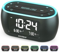 HOUSBAY Glow Alarm Clock with Night Light  Dual Al
