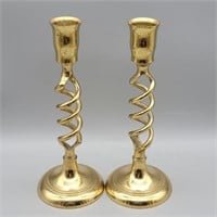 2- BRASS CANDLESTICKS 7.5" TALL MADE IN INDIA