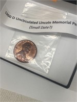 1960 D Uncirculated Lincoln Memorial Penny