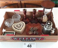 Vintage Pewter Oil Lamp / Hour Glass Lot