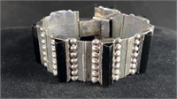 7 1/4" Navajo Sterling & Onyx Bracelet