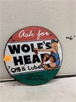 Wolfs Oil Metal Sign