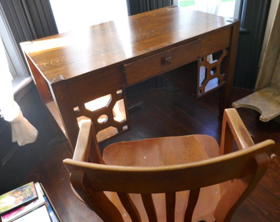 Solid Oak Desk w/ Maple Chair