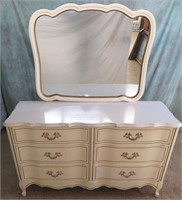 VINTAGE FRENCH STYLE PROVINCIAL DRESSER W/ MIRROR