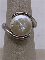 STERLING SILVER & PEARL RING