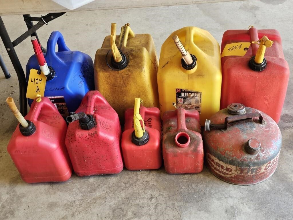 Several gas and Diesel cans