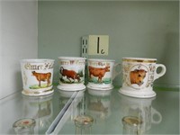 (4) Cow Design Shaving Mugs - Shapiro, Brydon,