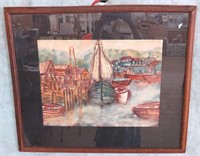 FRAMED SAILBOAT/CANAL PAINTING